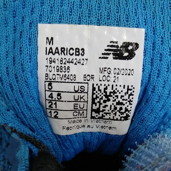 New Balance Infant Fresh Foam Arishi Heather Blue Velcro Sneaker Shoes Size 5 - Picture 7 of 16